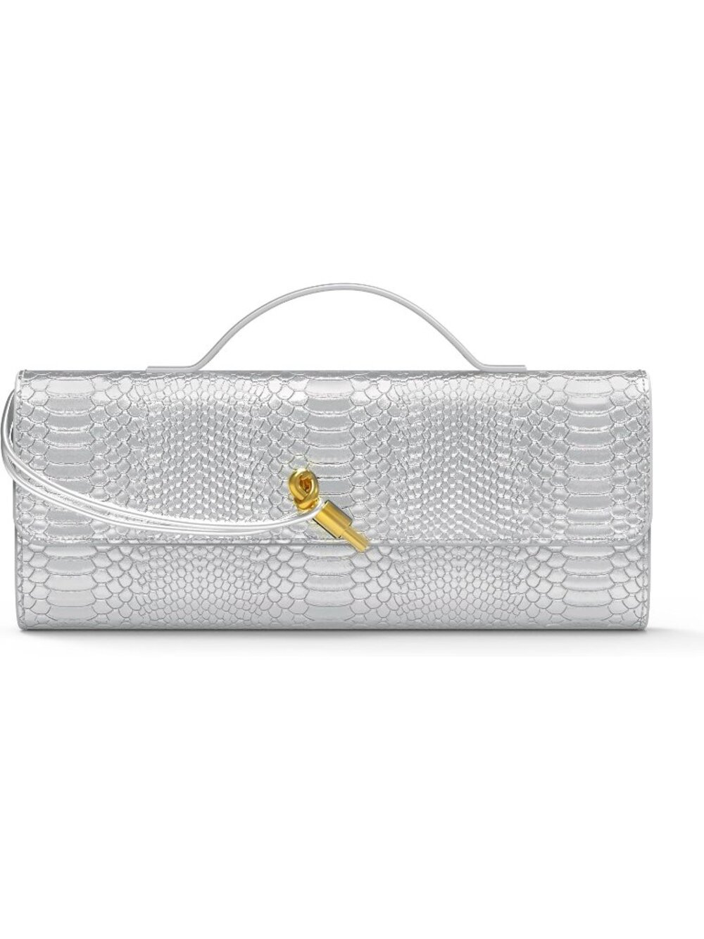 Women's Silver Purse Clutch Woven Leather & Suede Handbags Formal Crossbody Bag